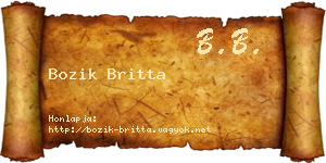 Bozik Britta névjegykártya